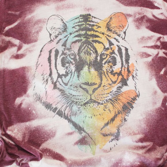 New Hand Bleached Unisex Tee Medium - Multi Tiger - RTS - Picture 2 of 3
